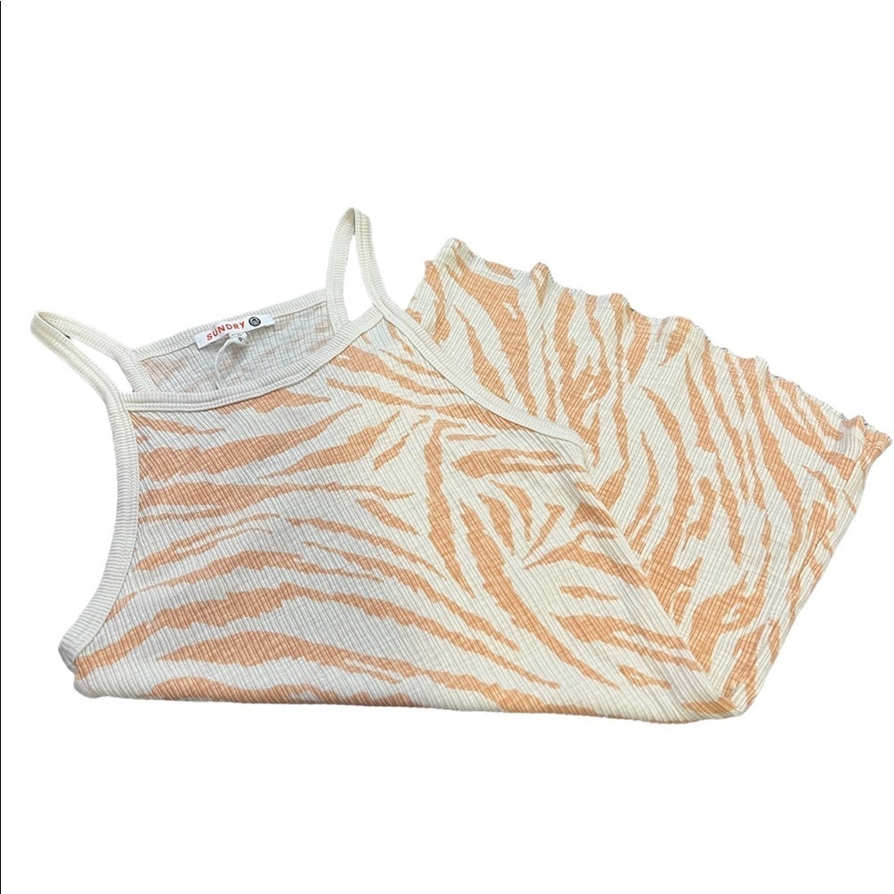 SUNDRY Zebra Strappy Tank in Bone - Picture 4 of 7